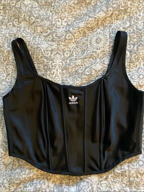 adidas Black satin Corset-Style Tank